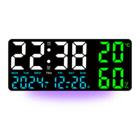 Elosung Large LED Wall & Desk Clock with Humidity – image 1