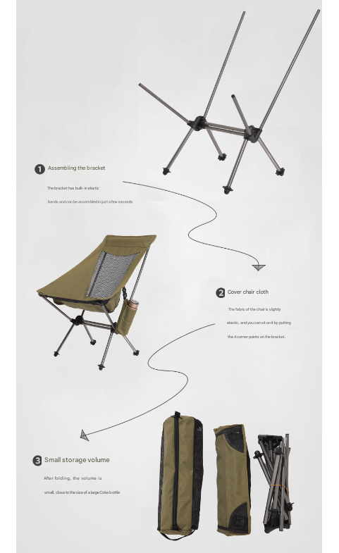 Elosung Folding Camping Chair with High Back – image 5