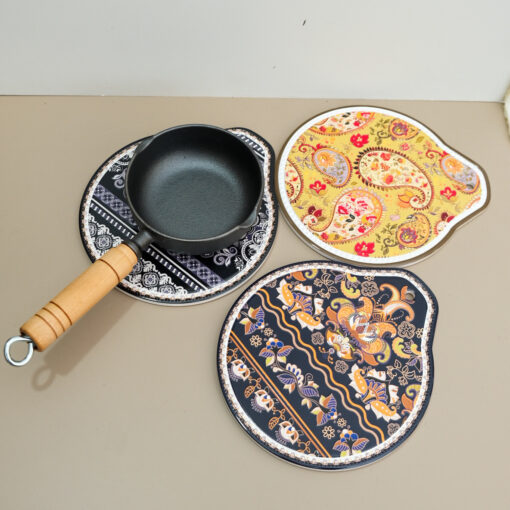 Elosung Ceramic Paddle Mats Set of 4, Bohemian Embossed – image 2