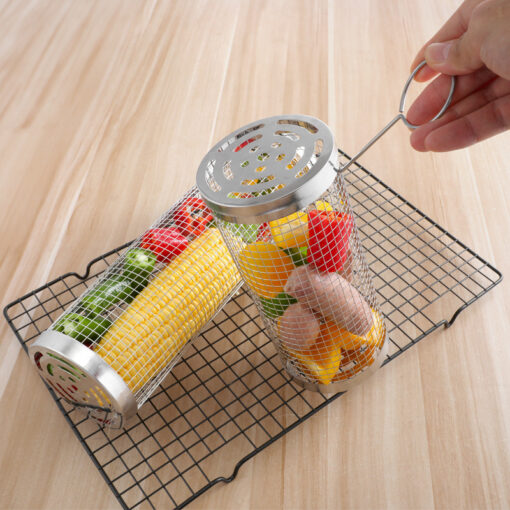 Elosung Rolling BBQ Grill Basket Set, 304 Stainless Steel – image 2