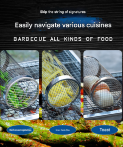 Elosung Rolling BBQ Grill Basket Set, 304 Stainless Steel - Image 3