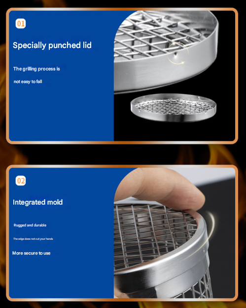 Elosung Rolling BBQ Grill Basket Set, 304 Stainless Steel – image 4