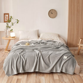 Elosung Grey Dual-Sided Waffle Fleece Blanket – image 1