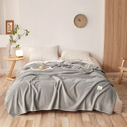 Elosung Grey Dual-Sided Waffle Fleece Blanket – image 1