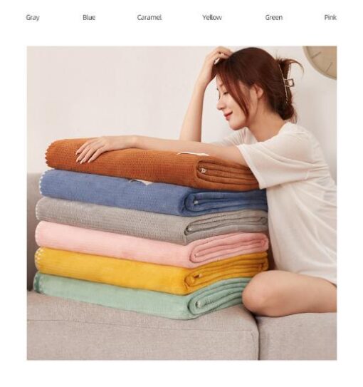 Elosung Grey Dual-Sided Waffle Fleece Blanket – image 2