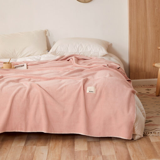 V888-ELOSUNG32592-202506241011-00.jpg Elosung Dual Sided Pink Waffle Fleece Blanket – image 1