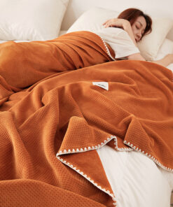 Elosung Dual Sided Pink Waffle Fleece Blanket - Image 5