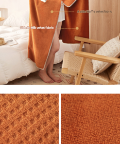 Elosung Dual Sided Pink Waffle Fleece Blanket - Image 6