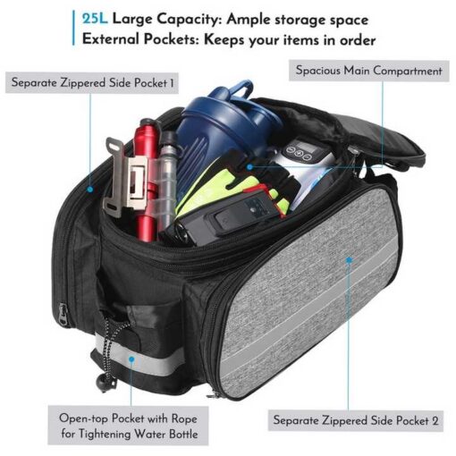 Elosung Padded Waterproof Rear Rack Bag – image 3