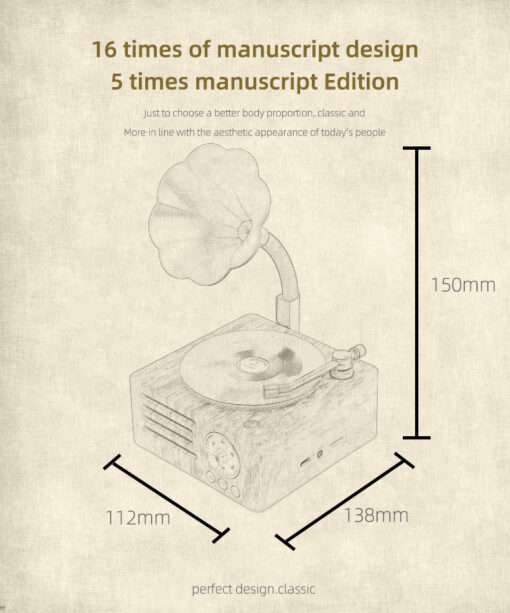 Elosung Gramophone Bluetooth Speaker with TF and USB – image 4