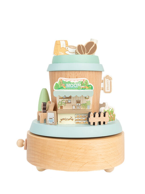 Elosung Wooden Ferris Wheel Music Box with Hand Crank – image 1