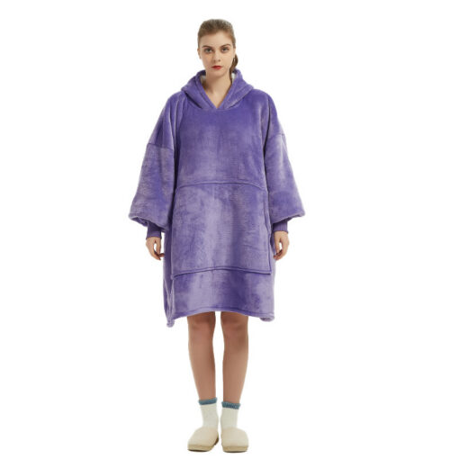 V888-ELOSUNG33443-202506241018-00.jpg Elosung Wearable Blanket Hoodie, Purple Flannel – image 1