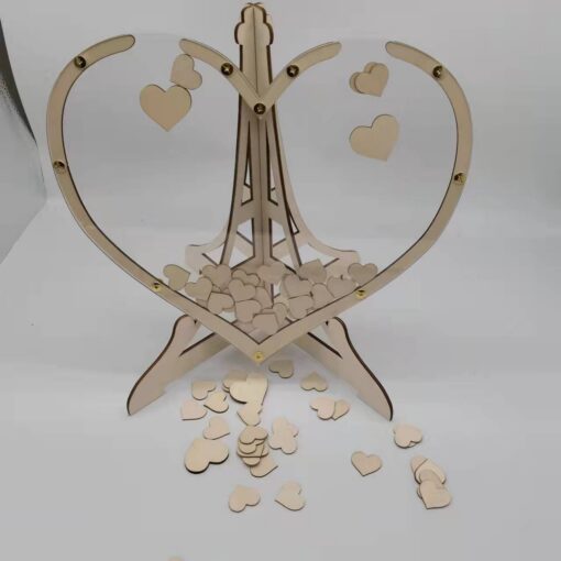 Elosung Heart Drop Guest Book with Eiffel Tower Stand – image 2