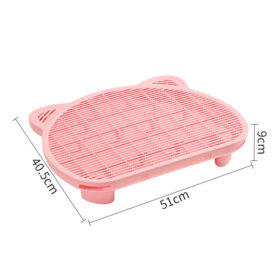 Elosung Pink Cat Litter Mat with Dual-Layer Grate – image 1