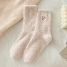 Elosung Light Pink Plush Chenille Socks – image 1
