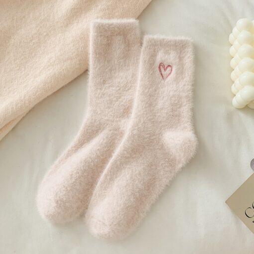 Elosung Light Pink Plush Chenille Socks – image 1