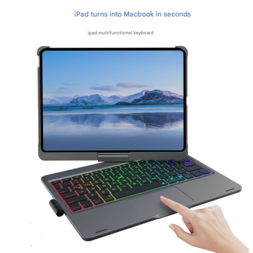 Elosung Rose Gold iPad Keyboard Case with RGB Trackpad – image 2