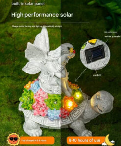 Elosung Rabbit and Butterfly Solar Garden Statue - Image 4
