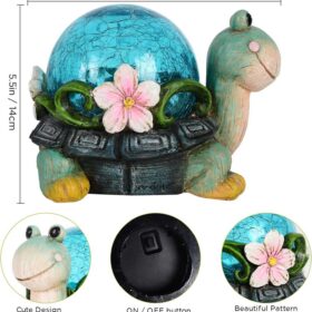 Elosung Turtle Garden Statue with Glowing Solar LED – image 1