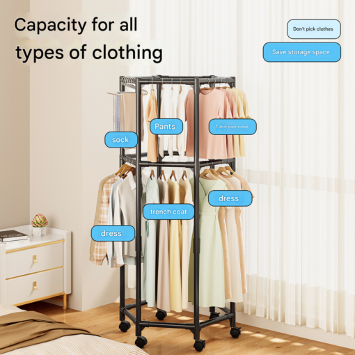Elosung Rotating Garment Rack with Wheels – image 2