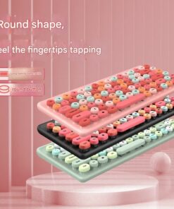 Elosung Pink Retro Keycap Wireless Keyboard Combo - Image 3