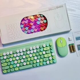 Elosung Wireless Keyboard & Mouse Combo, Retro Keys – image 1