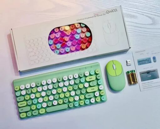 V888-ELOSUNG35106-202506241005-00.jpg Elosung Wireless Keyboard & Mouse Combo, Retro Keys – image 1
