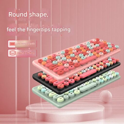 Elosung Wireless Keyboard Mouse Combo, Round Keys – image 3