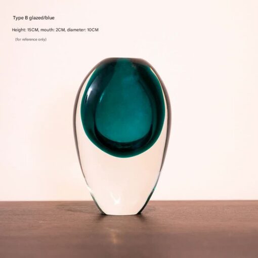 Elosung Teardrop Glass Vase with Cased Blue Finish – image 1