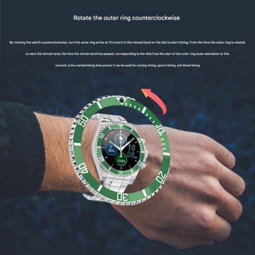 Elosung Stainless Steel Smartwatch with Timer Bezel – image 5