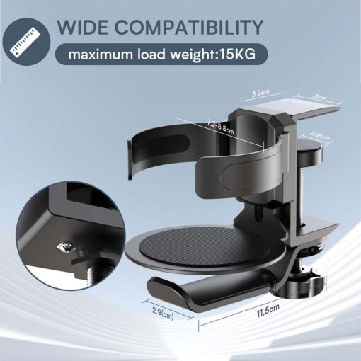 Elosung Adjustable Desk Cup Holder & Headphone Hanger – image 2