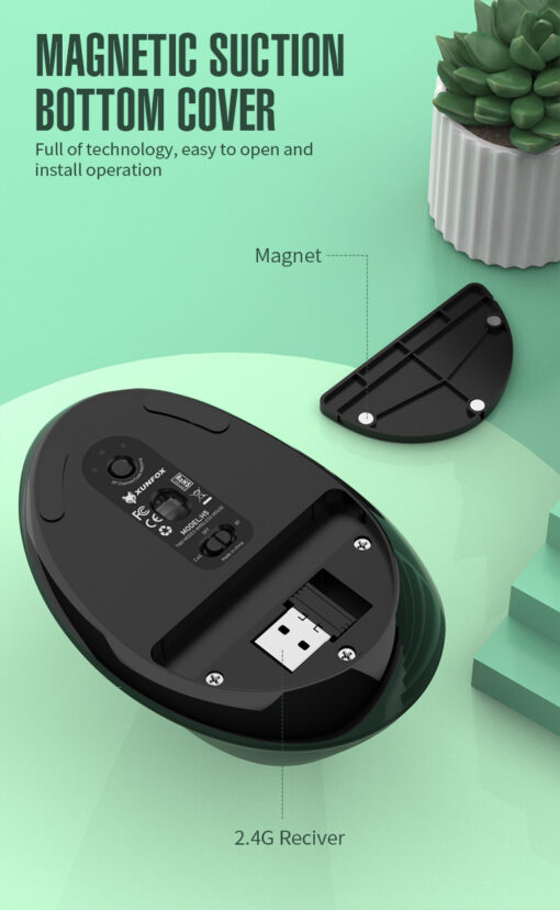 Elosung Vertical Wireless Mouse with Silent Clicks – image 8