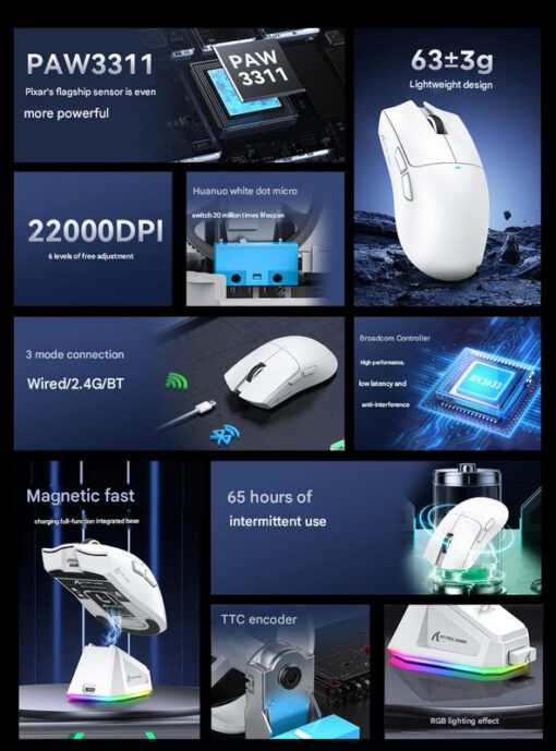 Elosung Tri Mode Gaming Mouse with RGB Dock – image 2
