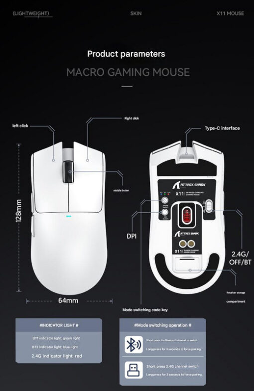 Elosung Tri Mode Gaming Mouse with RGB Dock – image 7