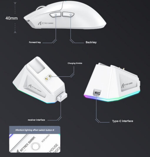 Elosung Tri Mode Gaming Mouse with RGB Dock – image 8