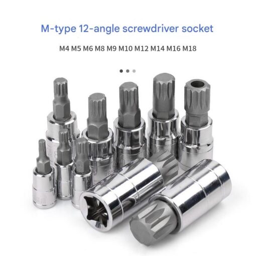 Elosung 10 Piece M Type Spline Socket Set Chrome Steel – image 3