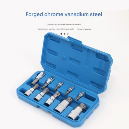 Elosung 10 Piece M Type Spline Socket Set Chrome Steel – image 4