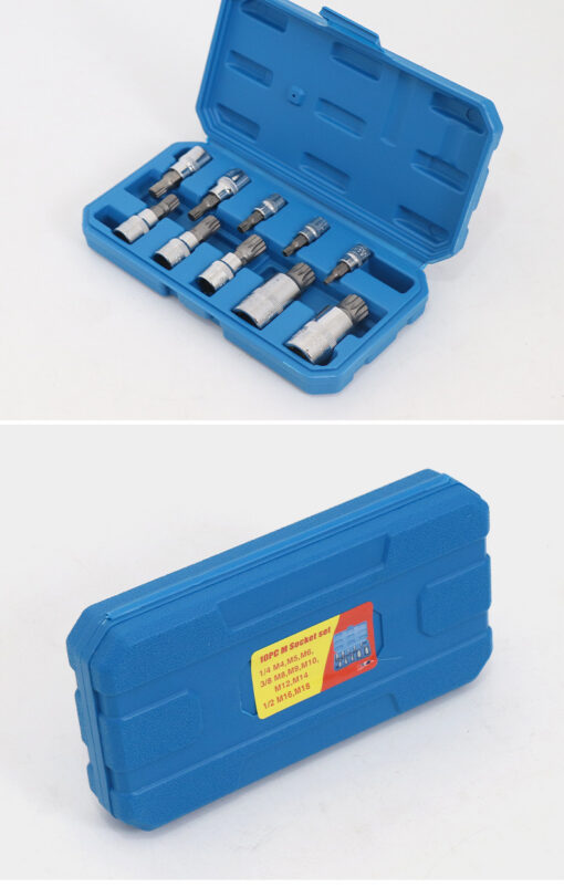 Elosung 10 Piece M Type Spline Socket Set Chrome Steel – image 6