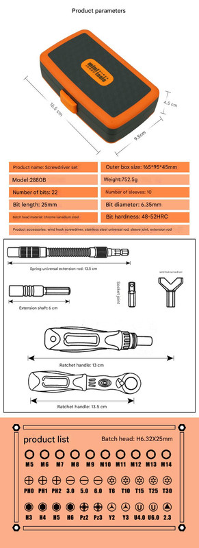Elosung Ratchet Tool Set with CR-V Bits – image 6