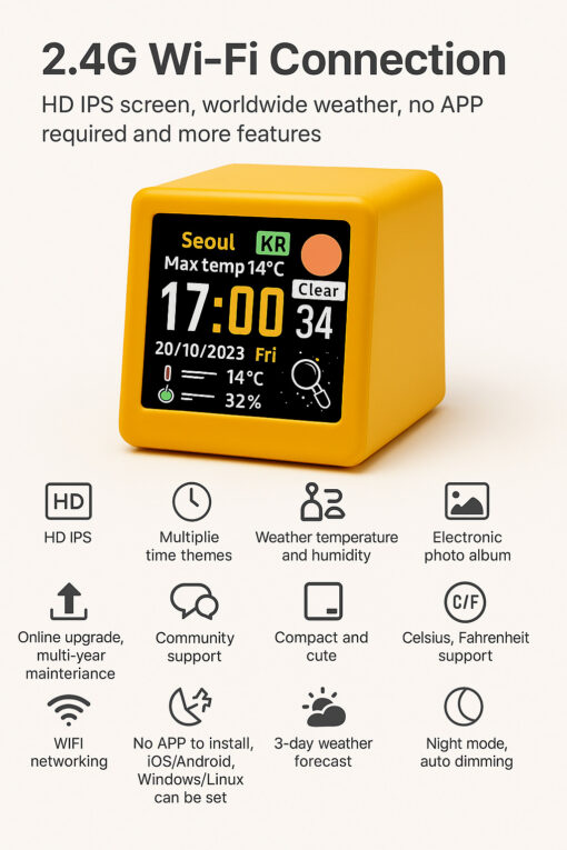 Elosung Wi-Fi Weather Clock with GIF Display – image 7