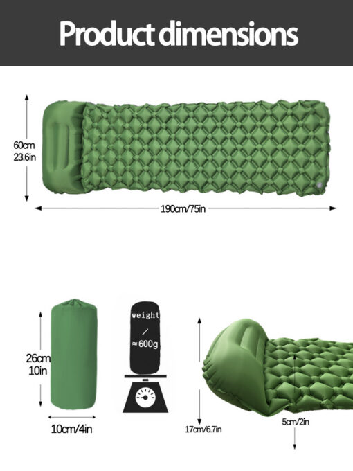 Elosung 2pc Inflatable Camping Mat with Pillow – image 3