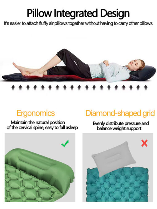 Elosung 2pc Inflatable Camping Mat with Pillow – image 6