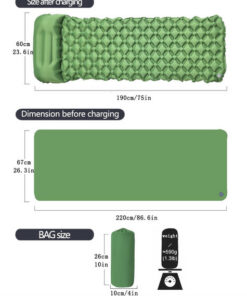 Elosung 2pc Inflatable Camping Mat with Pillow - Image 11