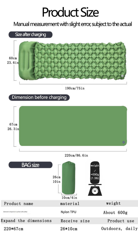 Elosung 2pc Ultralight Camping Mat with Pillow – image 11