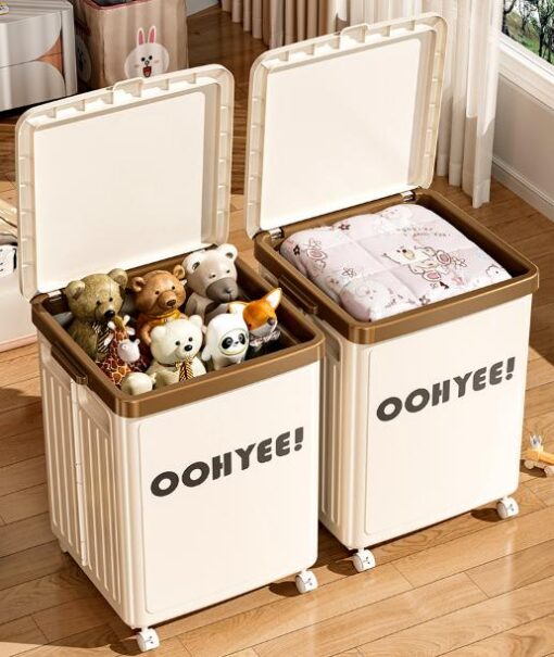 Elosung Foldable Storage Box with Lid and Wheels – image 5