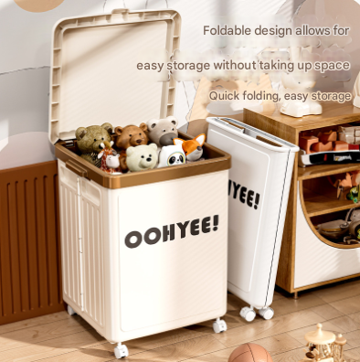 Elosung Foldable Storage Box with Lid and Wheels – image 2