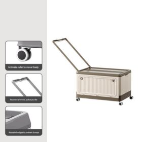 Elosung Collapsible Storage Box with Wheels, Brown – image 1