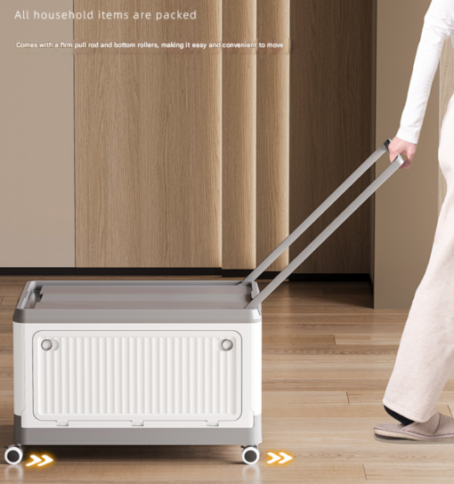 Elosung Collapsible Storage Box with Wheels, Brown – image 2