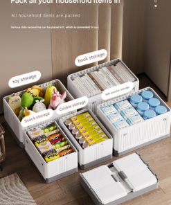 Elosung Collapsible Storage Box with Wheels, Brown - Image 4