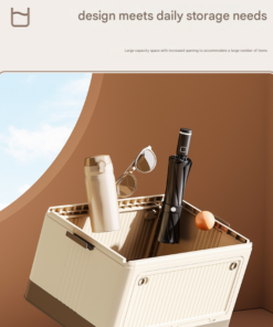 Elosung Collapsible Storage Box with Wheels, Brown - Image 5